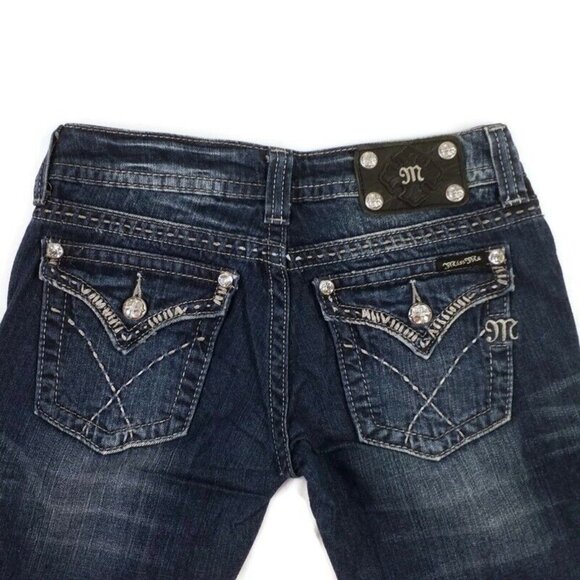 Miss Me JW5180B7V Medium Stonewash Distressed Bootcut Denim Jeans Womens 27 - Picture 11 of 16